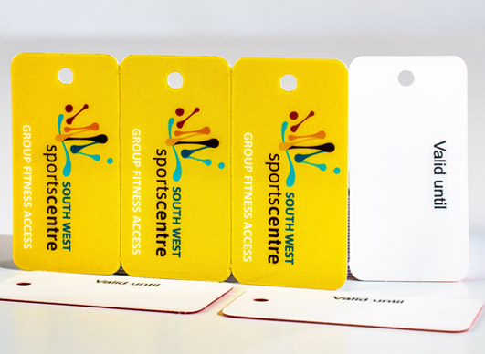 Yellow gym access plastic keytags