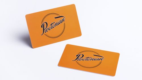 Bright orange printed plastic cards