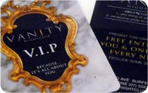 Ornate black and gold VIP cards